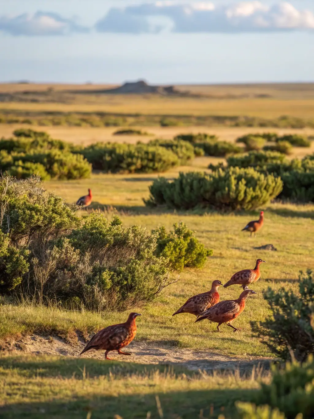 An image of a healthy, thriving partridge population in a restored habitat, illustrating the direct impact of the organization's conservation efforts.